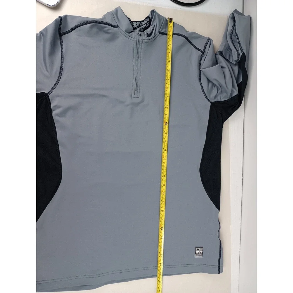 Nike Pro Combat Men's XL Gray Black Long Sleeve Lined Jacket Hyperwarm Fitted